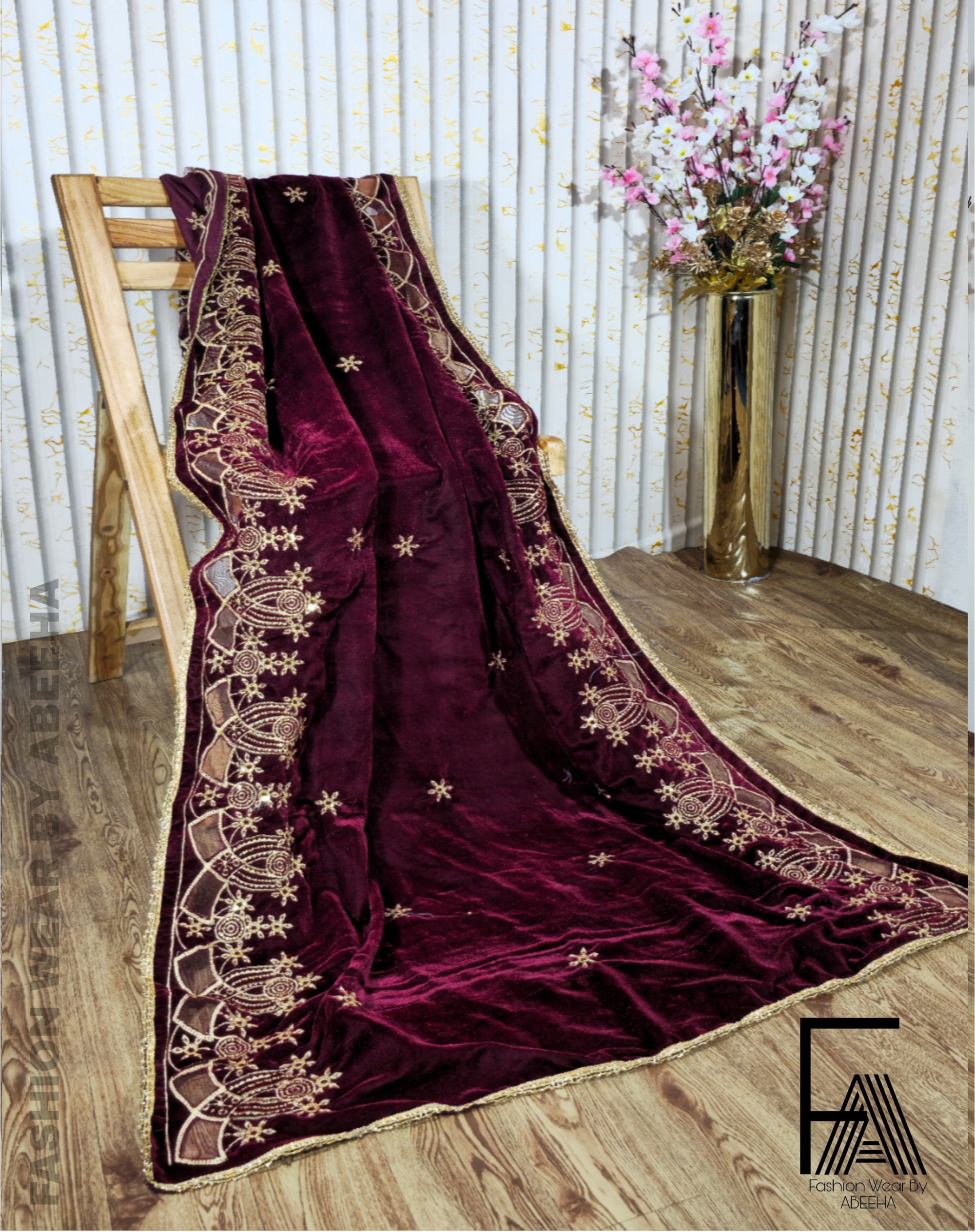 Embroidery Velvet Shawl for winter